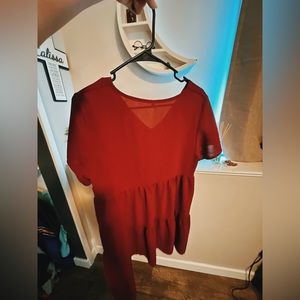 Amazon Maroon Oversized Baby Doll Dress